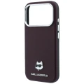 Etui Karl Lagerfeld Grained Choupette Head Metal MagSafe na iPhone 17 Pro / 18 Pro - burgundowe