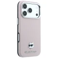 Etui Karl Lagerfeld Grained Choupette Head Metal MagSafe na iPhone 17 Pro / 18 Pro - różowe