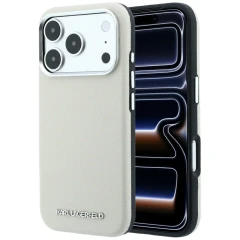 Etui Karl Lagerfeld Grained Elongated Logo MagSafe na iPhone 17 Pro / 18 Pro - beżowe