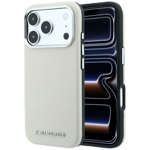 Etui Karl Lagerfeld Grained Elongated Logo MagSafe na iPhone 17 Pro / 18 Pro - beżowe