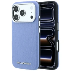 Etui Karl Lagerfeld Grained Elongated Logo MagSafe na iPhone 17 Pro / 18 Pro - niebieskie