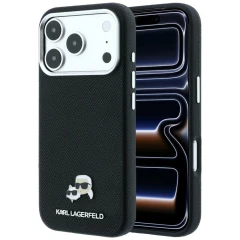Etui Karl Lagerfeld Grained Heads Metal MagSafe na iPhone 17 Pro / 18 Pro - czarne