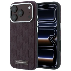 Etui Karl Lagerfeld Grained Mono Resin Logo MagSafe na iPhone 17 Pro / 18 Pro - burgundowe
