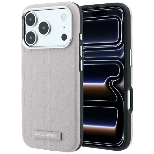 Etui Karl Lagerfeld Grained Mono Resin Logo MagSafe na iPhone 17 Pro / 18 Pro - różowe