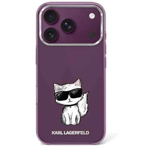 Etui Karl Lagerfeld IML Choupette Body Sketch Print MagSafe na iPhone 17 Pro / 18 Pro - burgundowe