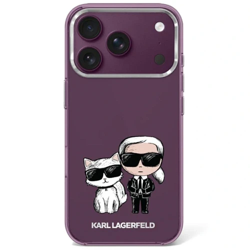 Etui Karl Lagerfeld IML Karl&Choupette Bodies Sketch Print MagSafe na iPhone 17 Pro / 18 Pro - burgundowe