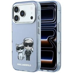 Etui Karl Lagerfeld IML Karl&Choupette Bodies Sketch Print MagSafe na iPhone 17 Pro / 18 Pro - jasnoniebieskie