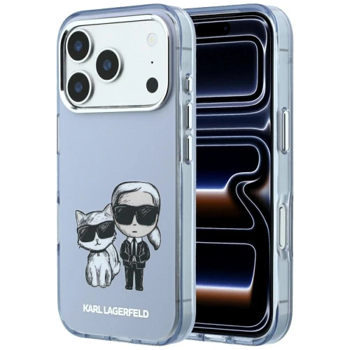 Etui Karl Lagerfeld IML Karl&Choupette Bodies Sketch Print MagSafe na iPhone 17 Pro / 18 Pro - jasnoniebieskie
