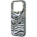 Etui Karl Lagerfeld IML Signature Zebra Glitter MagSafe na iPhone 17 Pro / 18 Pro - złote