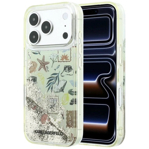 Etui Karl Lagerfeld Liquid Glitter Beach & Sand na iPhone 17 Pro / 18 Pro - beżowe