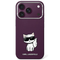 Etui Karl Lagerfeld Smooth Choupette Sketch MagSafe na iPhone 17 Pro / 18 Pro - burgundowe