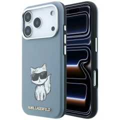 Etui Karl Lagerfeld Smooth Choupette Sketch MagSafe do iPhone 18 Pro / 17 Pro - jasnoniebieske