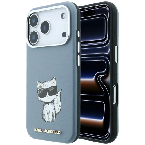 Etui Karl Lagerfeld Smooth Choupette Sketch MagSafe do iPhone 18 Pro / 17 Pro - jasnoniebieske