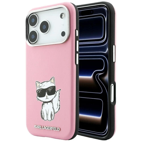 Etui Karl Lagerfeld Smooth Choupette Sketch MagSafe do iPhone 18 Pro / 17 Pro - różowe