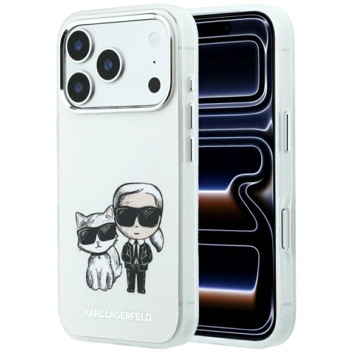 Etui Karl Lagerfeld Smooth Karl & Choupette Bodies Sketch MagSafe do iPhone 18 Pro / 17 Pro - beżowe