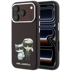 Etui Karl Lagerfeld Smooth Karl & Choupette Bodies Sketch MagSafe do iPhone 18 Pro / 17 Pro - burgundowe