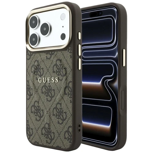 Etui Guess Embossed 4G Classic MagSafe na iPhone 17 Pro Max / 18 Pro Max - brązowe