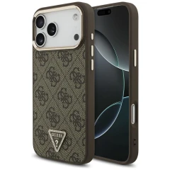 Etui Guess 4G Triangle Logo MagSafe na iPhone 17 Pro Max / 18 Pro Max - brązowe