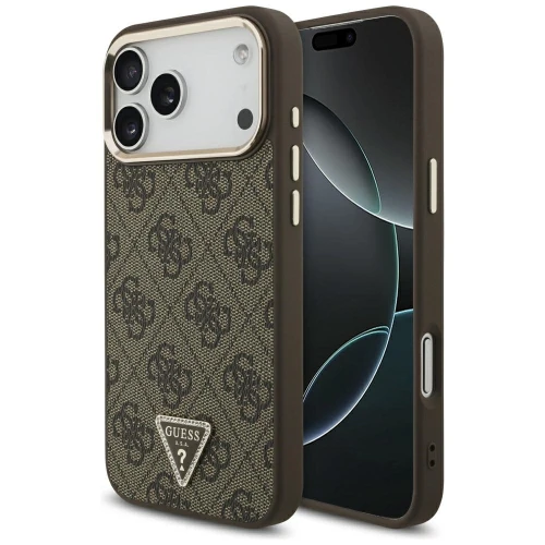Etui Guess 4G Triangle Logo MagSafe na iPhone 17 Pro Max / 18 Pro Max - brązowe