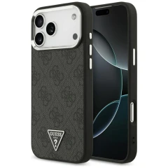 Etui Guess 4G Triangle Logo MagSafe na iPhone 17 Pro Max / 18 Pro Max - czarno-srebrne
