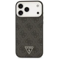 Etui Guess 4G Triangle Logo MagSafe na iPhone 17 Pro Max / 18 Pro Max - czarno-srebrne