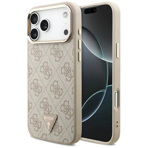 Etui Guess 4G Triangle Logo MagSafe na iPhone 17 Pro Max / 18 Pro Max - różowo-złote