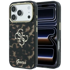 Etui Guess IML 4G Script Metal na iPhone 17 Pro Max / 18 Pro Max - czarno-brązowe