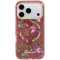 Etui Guess IML Glitter Blossom Roses na iPhone 17 Pro Max / 18 Pro Max - burgundowe