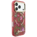 Etui Guess IML Glitter Blossom Roses na iPhone 17 Pro Max / 18 Pro Max - burgundowe