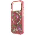 Etui Guess IML Glitter Blossom Roses na iPhone 17 Pro Max / 18 Pro Max - burgundowe