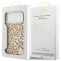 Etui Guess IML Leopard Glitter Triangle Logo MagSafe na iPhone 17 Pro Max / 18 Pro Max - brązowe