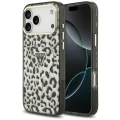 Etui Guess IML Leopard Glitter Triangle Logo MagSafe na iPhone 17 Pro Max / 18 Pro Max - czarne