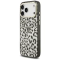 Etui Guess IML Leopard Glitter Triangle Logo MagSafe na iPhone 17 Pro Max / 18 Pro Max - czarne