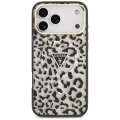 Etui Guess IML Leopard Glitter Triangle Logo MagSafe na iPhone 17 Pro Max / 18 Pro Max - czarne