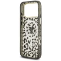 Etui Guess IML Leopard Glitter Triangle Logo MagSafe na iPhone 17 Pro Max / 18 Pro Max - czarne
