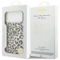 Etui Guess IML Leopard Glitter Triangle Logo MagSafe na iPhone 17 Pro Max / 18 Pro Max - czarne