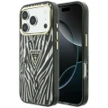 Etui Guess IML Zebra Glitter Triangle Logo MagSafe na iPhone 17 Pro Max / 18 Pro Max  - srebrne