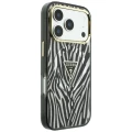 Etui Guess IML Zebra Glitter Triangle Logo MagSafe na iPhone 17 Pro Max / 18 Pro Max  - srebrne