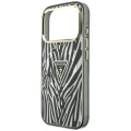 Etui Guess IML Zebra Glitter Triangle Logo MagSafe na iPhone 17 Pro Max / 18 Pro Max  - srebrne