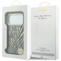 Etui Guess IML Zebra Glitter Triangle Logo MagSafe na iPhone 17 Pro Max / 18 Pro Max  - srebrne