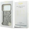 Etui Guess IML Zebra Glitter Triangle Logo MagSafe na iPhone 17 Pro Max / 18 Pro Max - złote