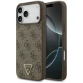 Etui Guess Leather 4G Triangle Strass MagSafe na iPhone 17 Pro Max / 18 Pro Max  - brązowe