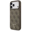 Etui Guess Leather 4G Triangle Strass MagSafe na iPhone 17 Pro Max / 18 Pro Max  - brązowe