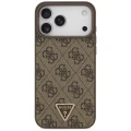 Etui Guess Leather 4G Triangle Strass MagSafe na iPhone 17 Pro Max / 18 Pro Max  - brązowe