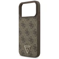 Etui Guess Leather 4G Triangle Strass MagSafe na iPhone 17 Pro Max / 18 Pro Max  - brązowe