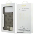 Etui Guess Leather 4G Triangle Strass MagSafe na iPhone 17 Pro Max / 18 Pro Max  - brązowe