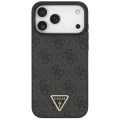 Etui Guess Leather 4G Triangle Strass MagSafe na iPhone 17 Pro Max / 18 Pro Max - czarne
