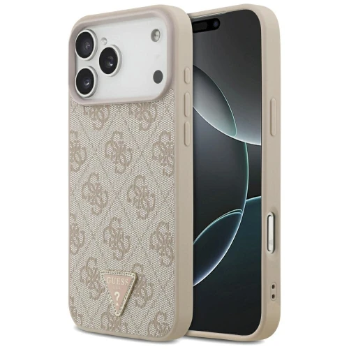 Etui Guess Leather 4G Triangle Strass MagSafe na iPhone 17 Pro Max / 18 Pro Max - różowe