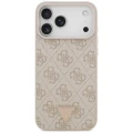 Etui Guess Leather 4G Triangle Strass MagSafe na iPhone 17 Pro Max / 18 Pro Max - różowe