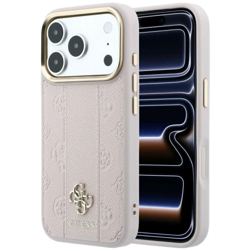 Etui Guess Stripe Peony 4G Logo MagSafe na iPhone 17 Pro Max / 18 Pro Max - różowe